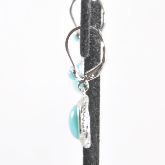 N W/O T Sleeping Beauty Turquoise Sterling Drop Earrings - Picture 2 of 3